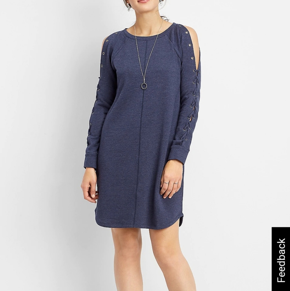 Maurices grommet lace up sleeve sweatshirt dress s